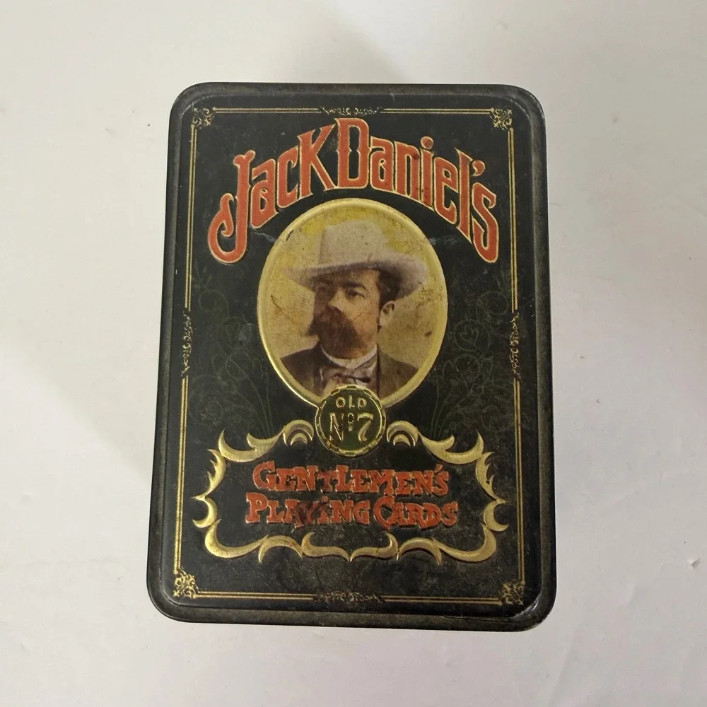 Jack Daniels Gentlemen Playing Cards OS Black Green Fair Vintage Tin England